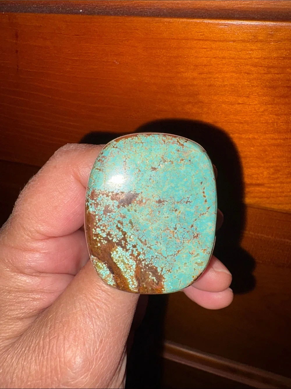 Men’s 925 Turquoise Stone Cabochon - Blue Green Brown Statement Ring